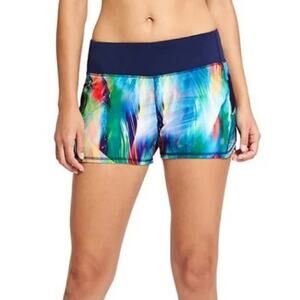 Athleta Tropea Ready Set Multi Watercolor Running Workout Shorts Size Medium